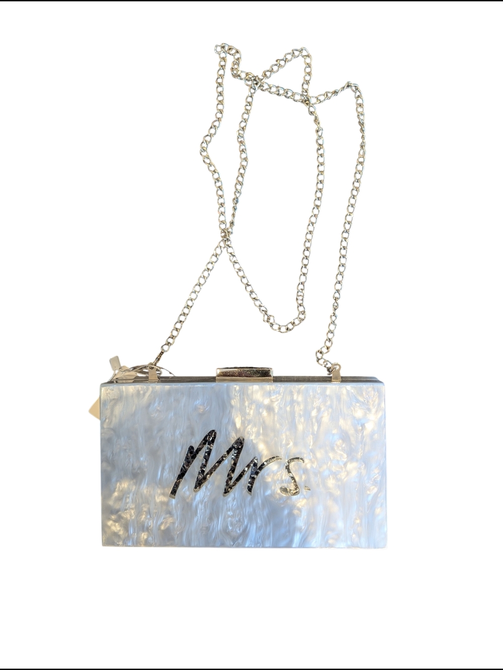 Olga Berg Bridal Clutch Pearl Acrylic Wedding Evening Bag Chain Strap
